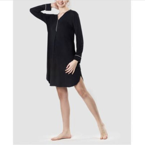 Women's Ultra Soft Cotton Sleepshirt Nightgown, Black, NWT - Picture 1 of 1
